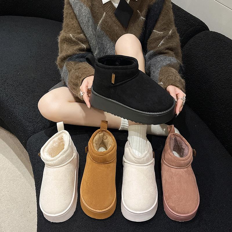 Women's winter bags and cotton shoes, velvet and waterproof, wear high-top cotton tows indoors and outdoors to keep warm, and pedal snow bo