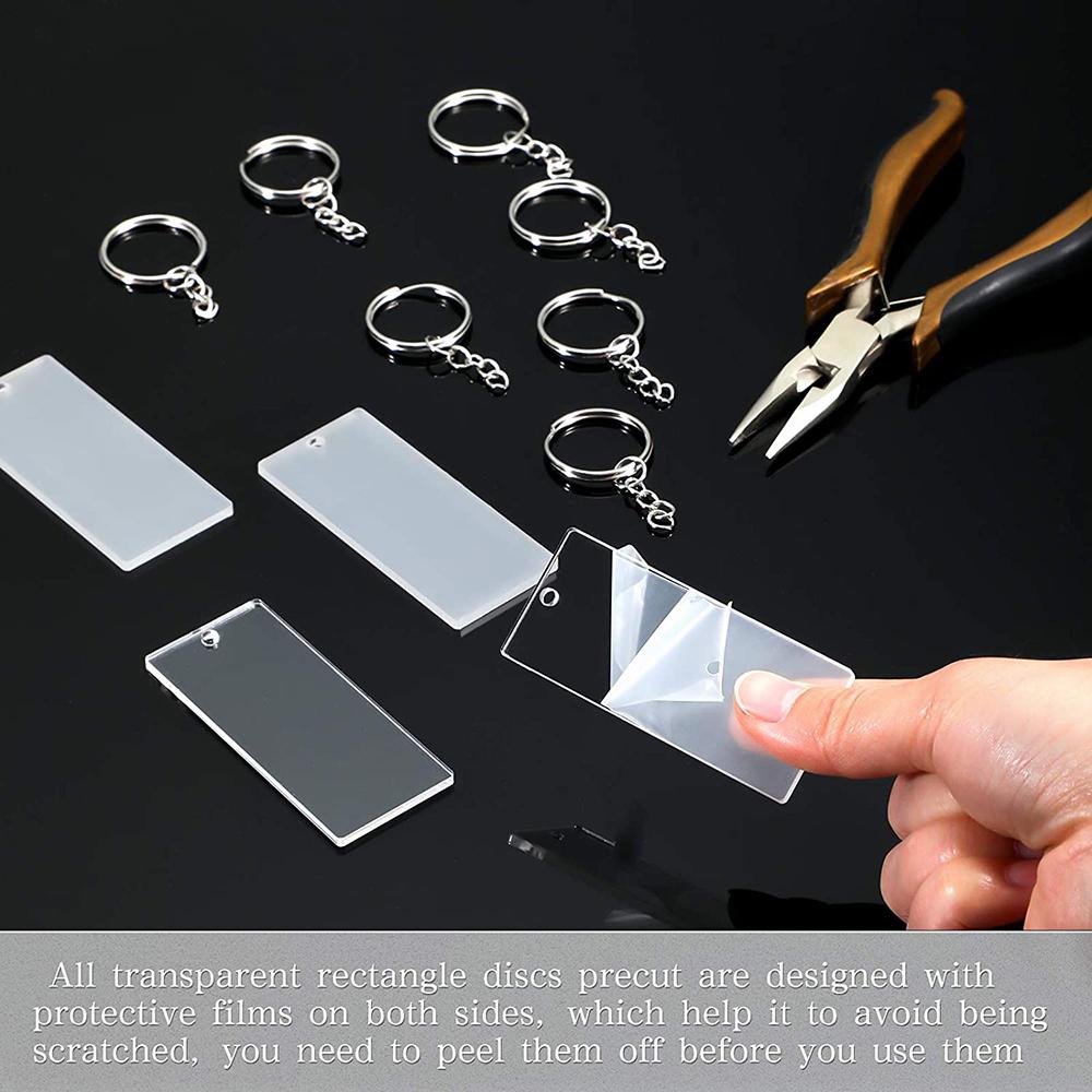 5/50pcs Handmade DIY Transparent Keychains Blank Bookmark Material Acrylic Transparent Bottom Panel Pendants