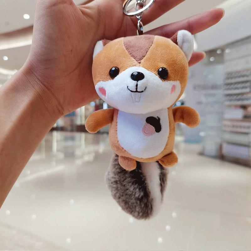 Adorable Plush Squirrel Keychain Cute Stuffed Animal Doll Gift Machine Toy