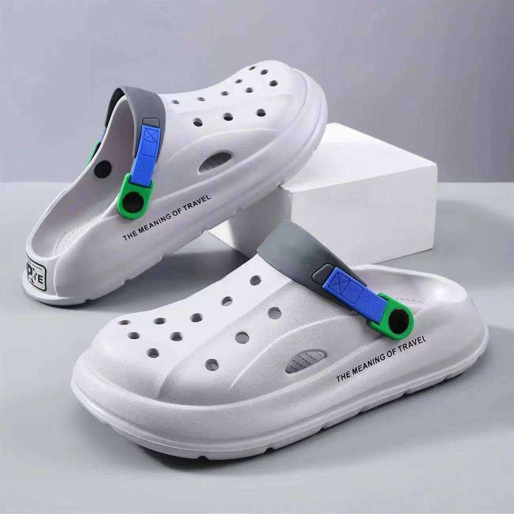 Thick-soled Hole Shoes Men's 2025 New Non-slip Thick-soled Light and Breathable Beach Bag Head Cool Slippers