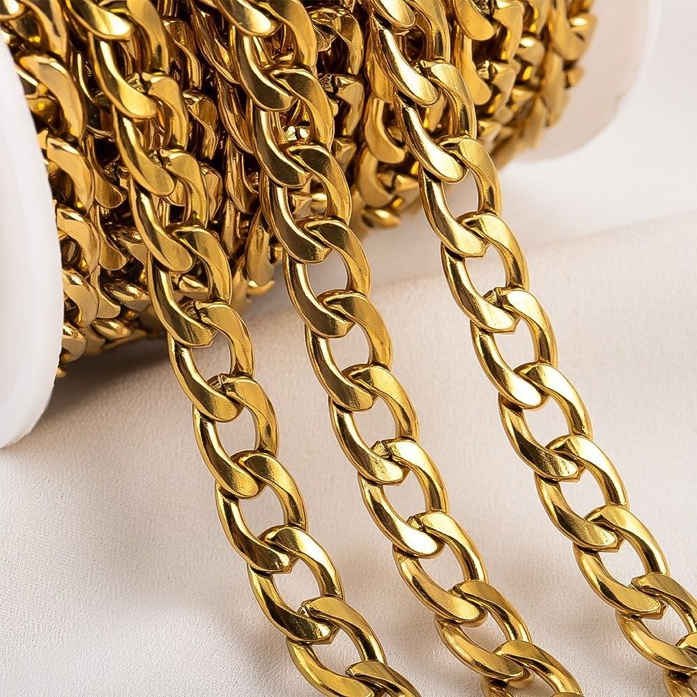 3-7mm Thickness Stainless Steel Chain Flat Chain Jewelry Making Accessory for Punk Jewelry Making