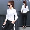 2024 Spring Women's Slim Fit Solid Color Long Sleeve Korean Style Single-Breasted Shirt