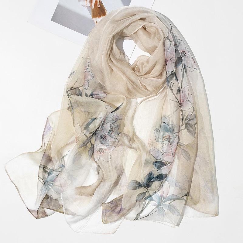 Shanghai Story New Silk Scarf Women's Spring and Summer Thin Mulberry Silk Printed Scarf Fashionable and Versatile Shawl