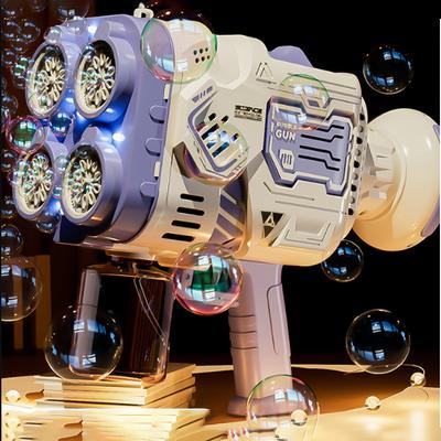 Pistolet à Bulles Rocket Machine à Bulles de Savon Électrique Lanceur Spatial Cadeaux pour la Fête des Enfants Continue à Produire des Bulles avec Lumières LED