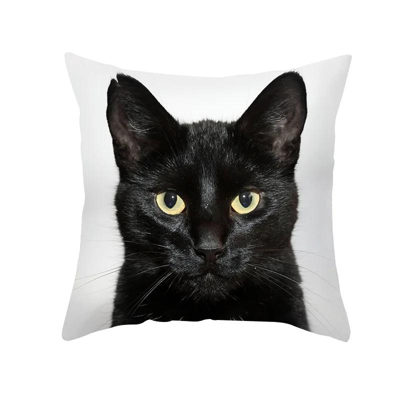 45X45CM Black Cat Pillowcases Polyester Home Cute Kitty Animal Lover Cushion Cover Funny Decoration Pillow