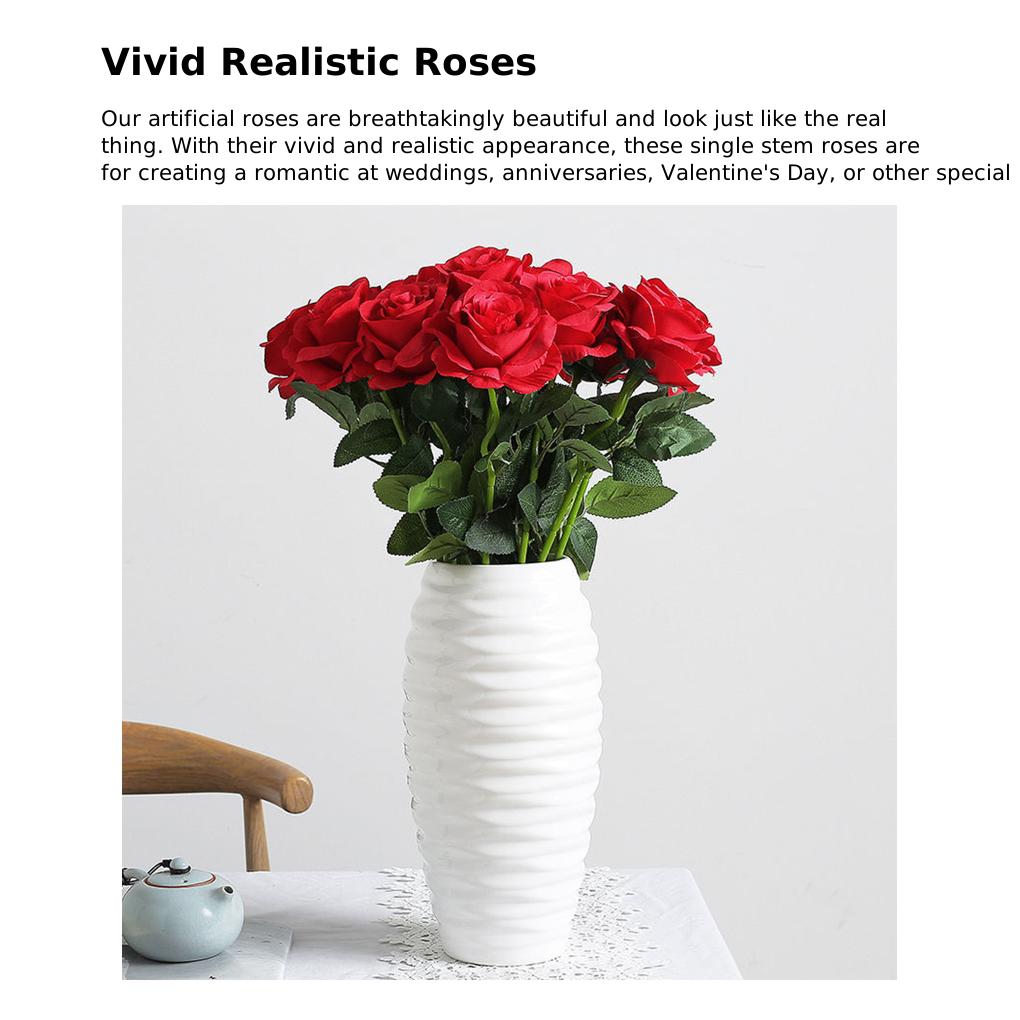 10piece Realistic Artificial Flowers For Home Decoration - Vivid Roses Complement Any Space Artificial Flowers In Vase