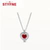 925 Silver Heart-Shaped Shiny Zircon Elevated Red&Pink&Blue&White Heart Necklace Lover's Gift Fine Jewelry for Women