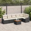 VidaXL 7-Piece Garden Sofa Set with Cushions Black Poly Rattan Acacia 3356507