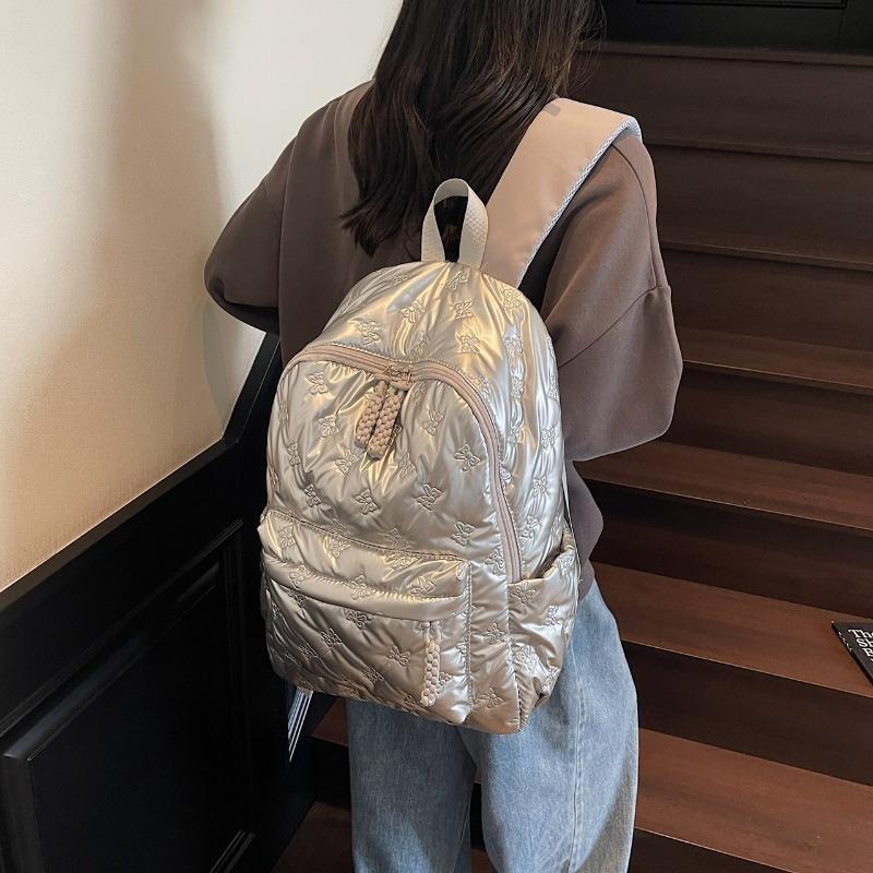 Quilted Backpack Casual Lightweight Daily Use Backpack for Women Fashion Quilted Design Ideal for School Commute Travel and Everyday Outings