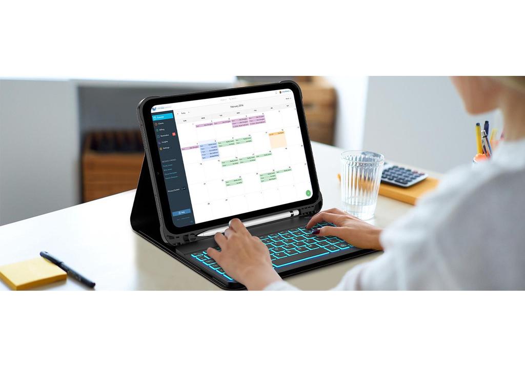 iPad 10th/11th Gen 10.9-inch Case with Colorful Backlit Bluetooth Keyboard & Pen Holder