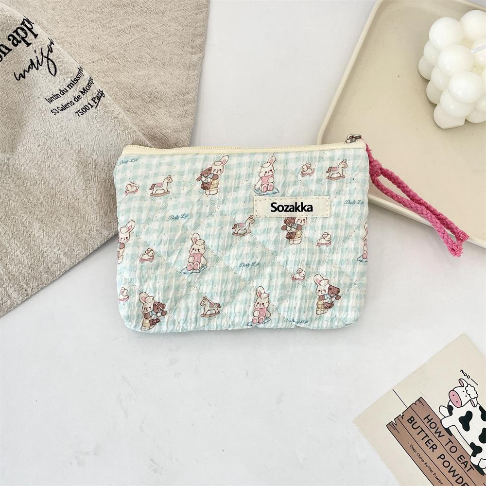 Quilted Floral Padded Cotton Portable Storage Bag Soft Change Bag Mouth Red Envelope Cosmetic Sundries Storage
