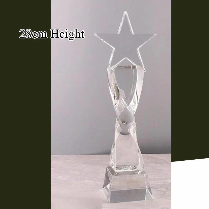 Customized Crystal Trophy Thumb Five Pointed Star Love Trophy Excellent Employee Souvenirs Homedecor Award, Lettering Medal, 1Pc