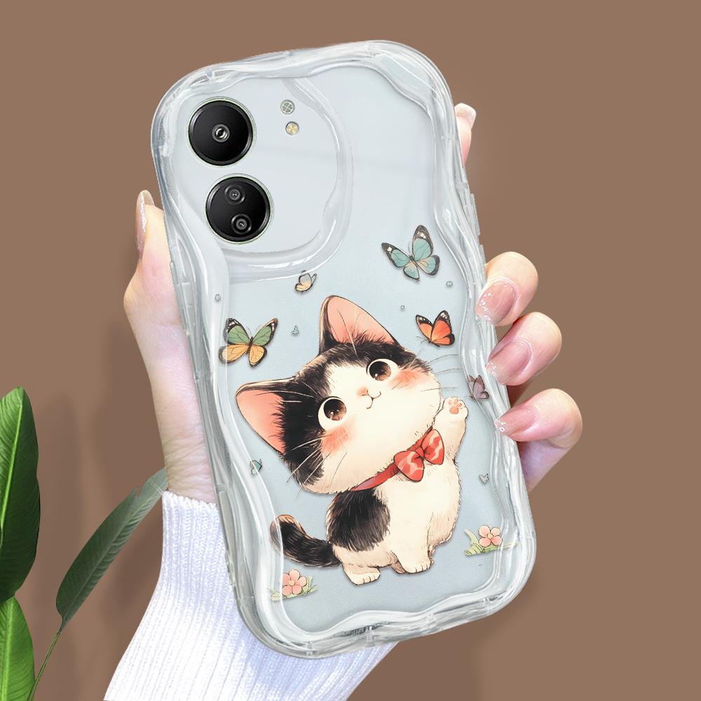 Cute Cartoon Pattern Cream Texture Casing Wavy Edge Soft Silicone Cover Phone Case for Xiaomi Redmi