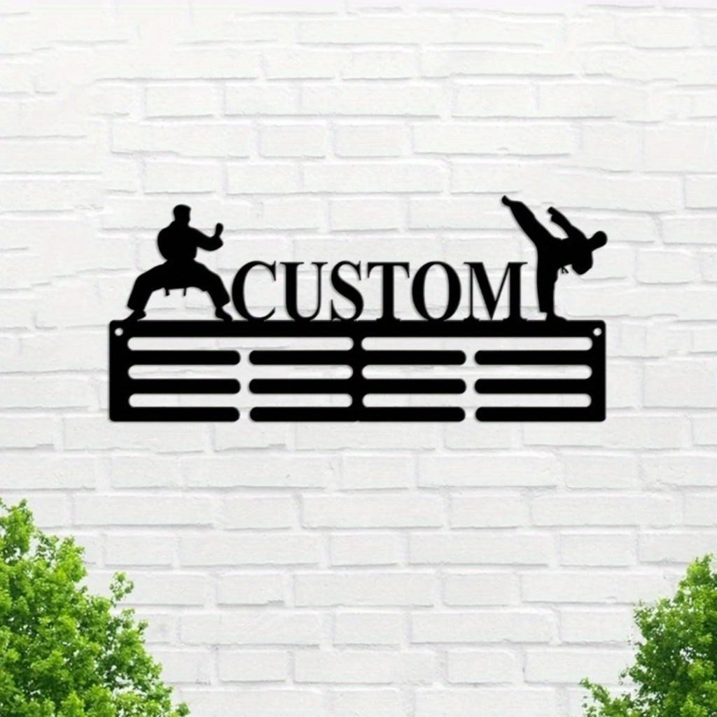 Soporte de Medallas de Karate Personalizado para Pared, 12 Barras para Cintas de Cinturón, Regalo de Artes Marciales para Hombre