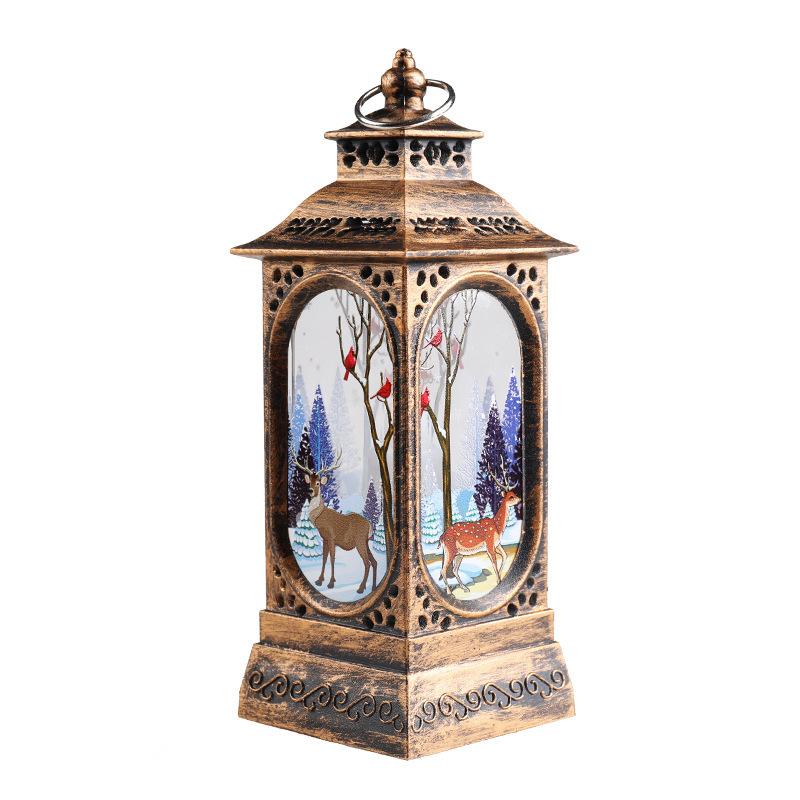 Newest Christmas Decorative Snowman Hanging Light Elk Flame Night Light Creative Santa Claus Festival Lantern Decor