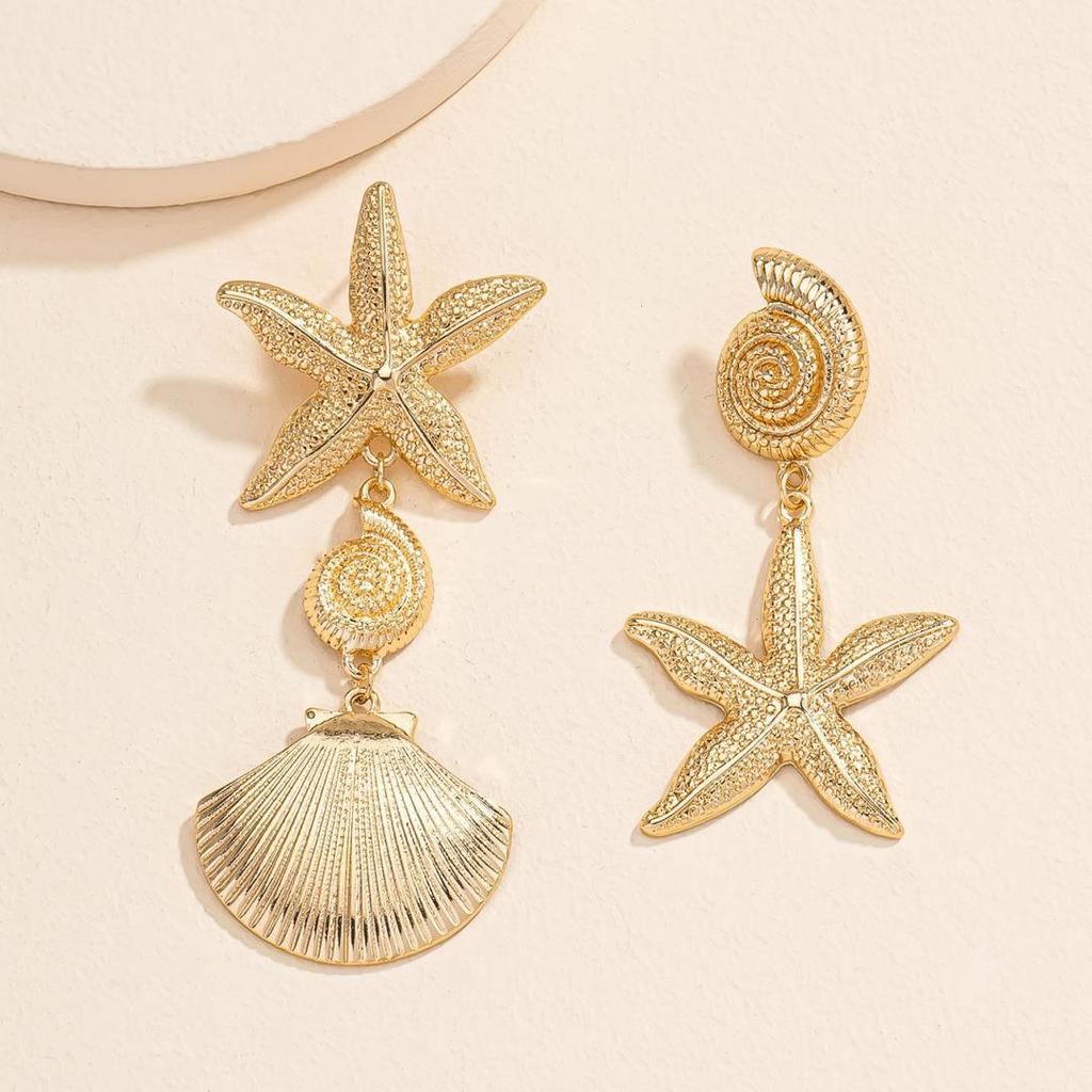 Retro Shell Starfish Tassel Earrings for Women's Accessories