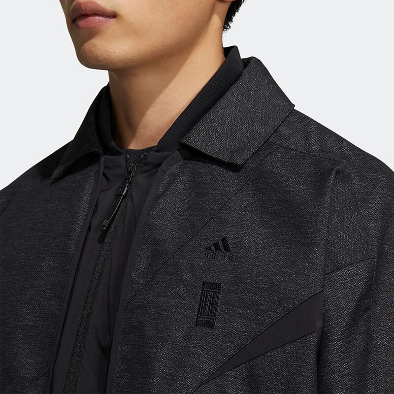 Adidas Casual Turn-Down Collar Zip Jacket Men Jacket Black HY5843