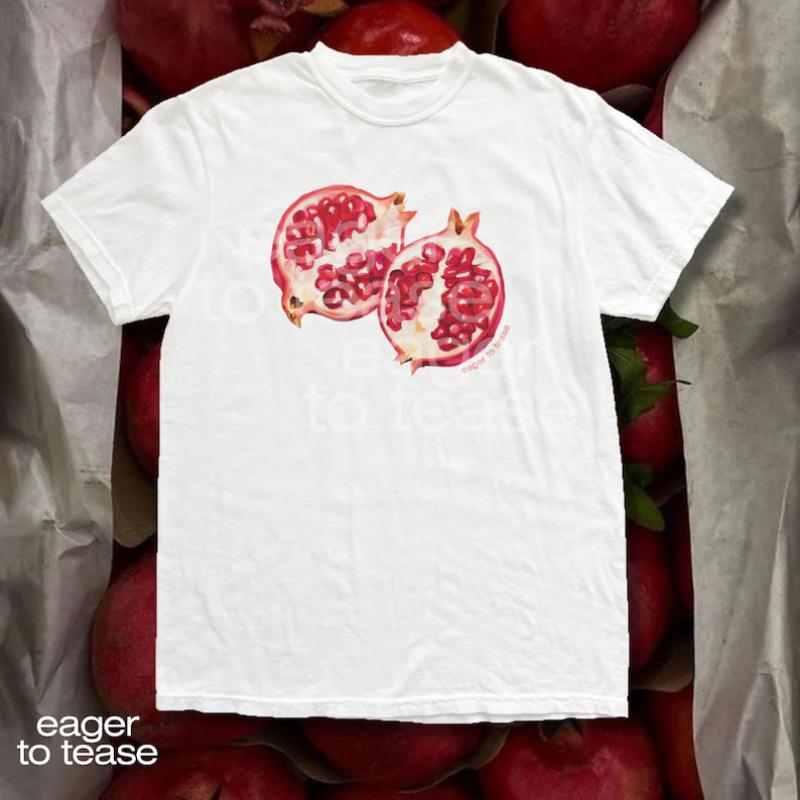 Fashion Women s T-Shirt Pomegranate Graphic T-Shirt Vintage ndy Fruit Te S