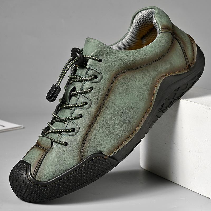 Men's shoes four seasons new lightweight large size casual leather shoes retro versatile non-slip shoes low-top shoes hand-sewn