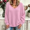 Women's V-Neck Casual Sweater, Loose Fit Sleeve, Color for Fall and Winter