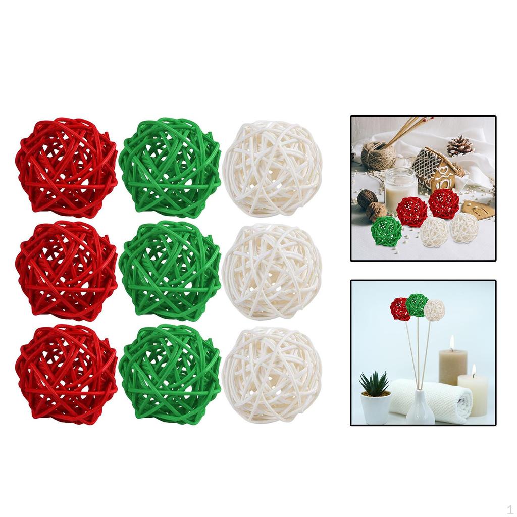 9 Pieces Decorative Rattan Balls Hanging 6cm 2.4inch Centerpiece Bowls Orbs Vase Fillers for
