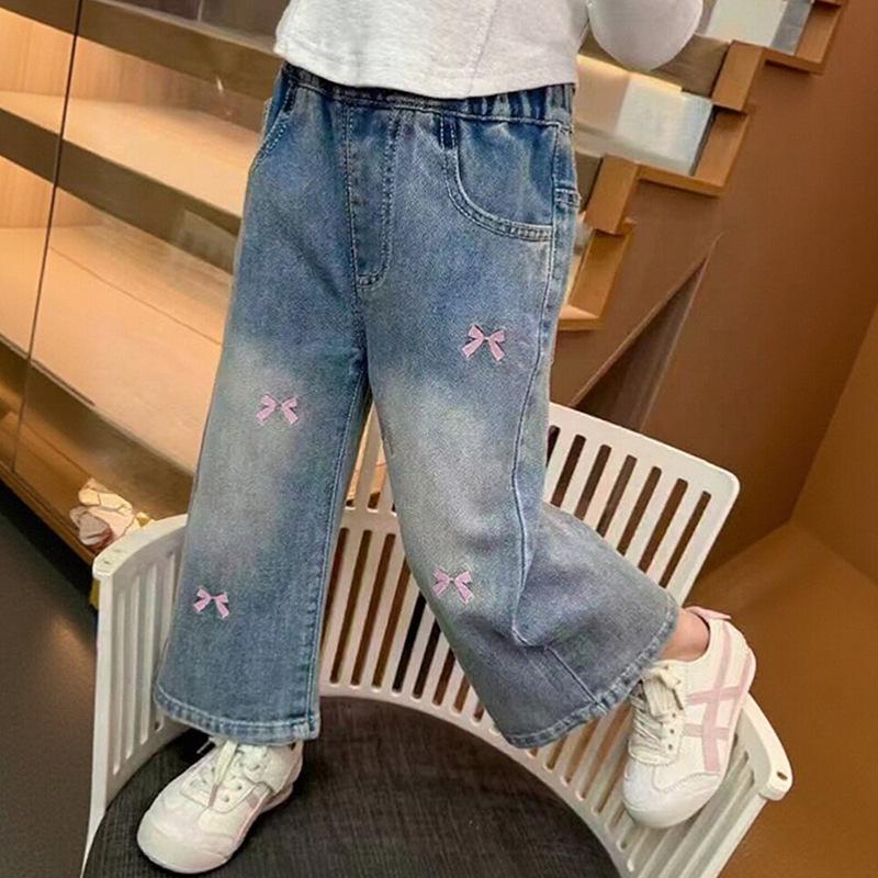 Jeans de Pierna Ancha de Denim Suave para Niñas - Novedad Primavera 2026