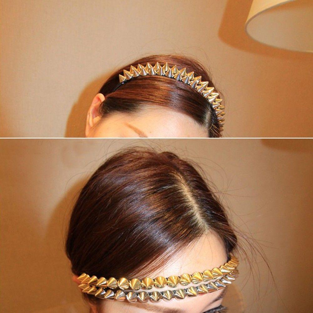 Captivating New Lady Bow Studded Women Rock Metal Gift Hair Clips Hair Band Headband Rivets