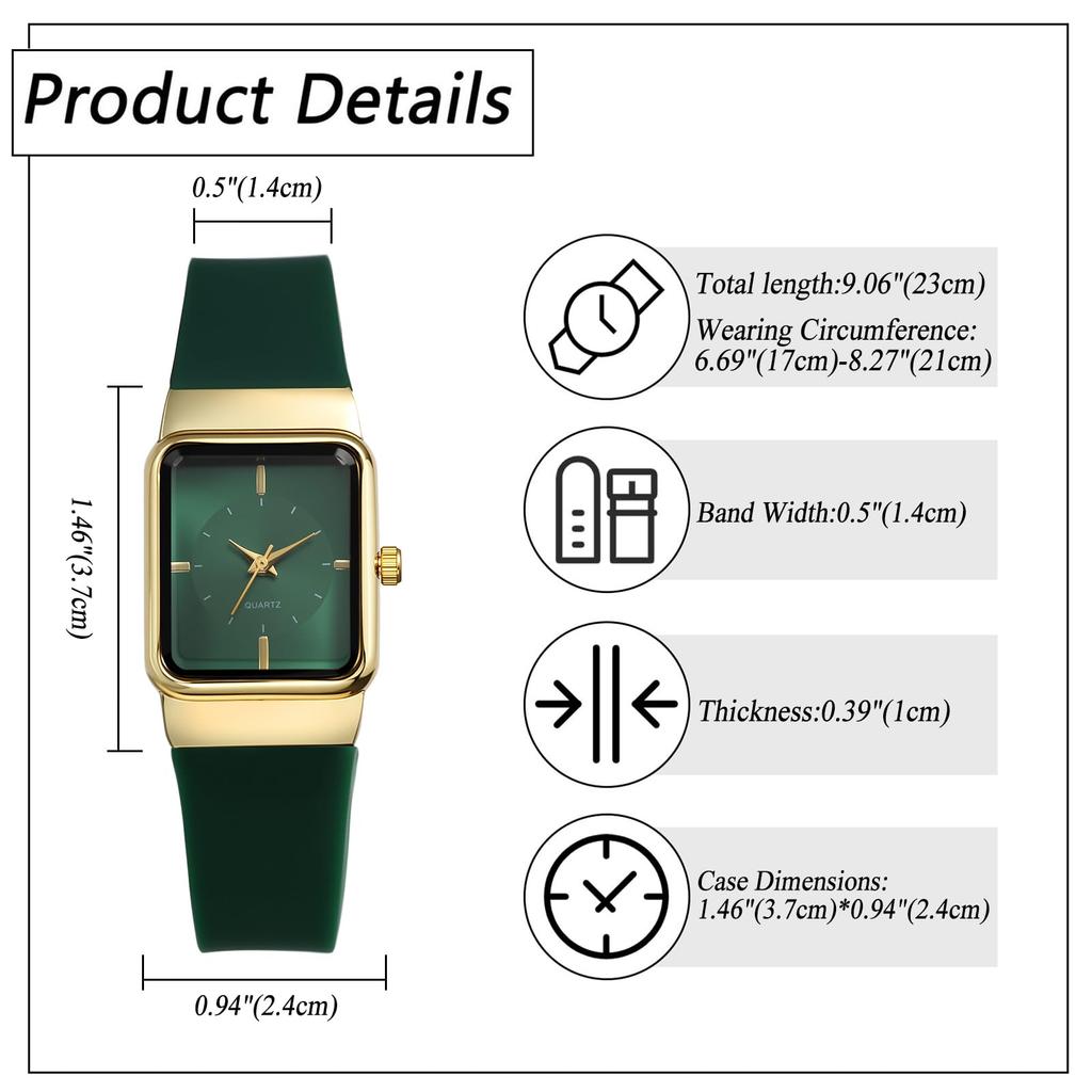 Square Watch Women Waterproof Silicone Strap Analog Display Simple Fashion Quartz Casual Business Fashion Accessory - Birthday Anniversary Christmas