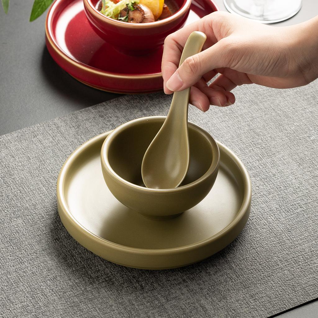 Hot Pot Restaurant, Tableware, High-End Hotel Table, Three-Piece Rice Bowl Dipping Bowl, Hotel Banquet Bone Spitting Plate