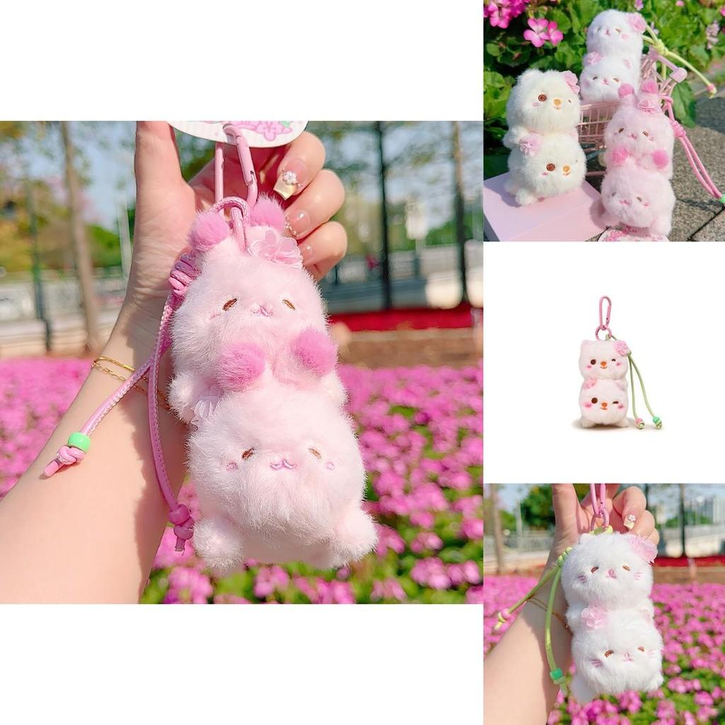 Sakura Season Cat Bear Rabbit Plush Animal Keychain With Soft Plush Material For Gift Giving