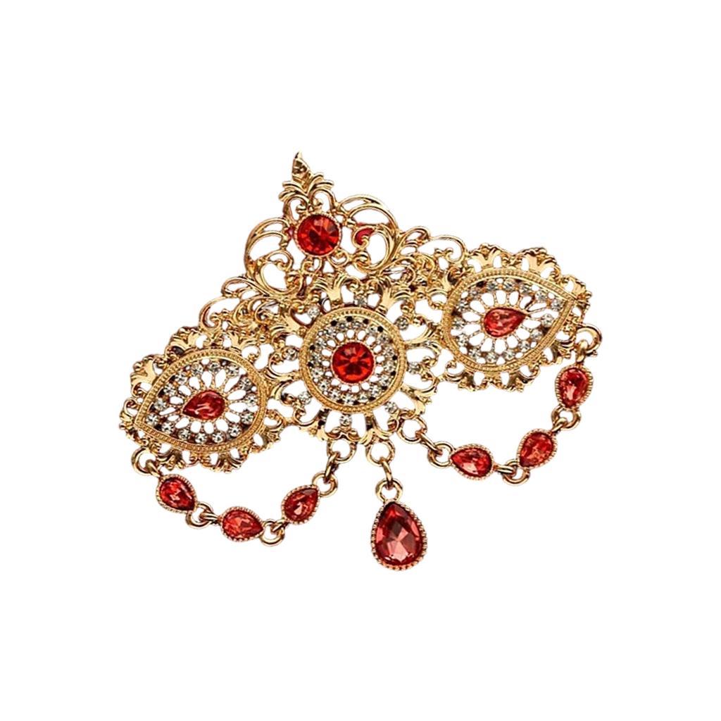 Exotic Morocco Crystals Brooch Featuring Hollow Out Designs Tassels For Bridal Women Attire