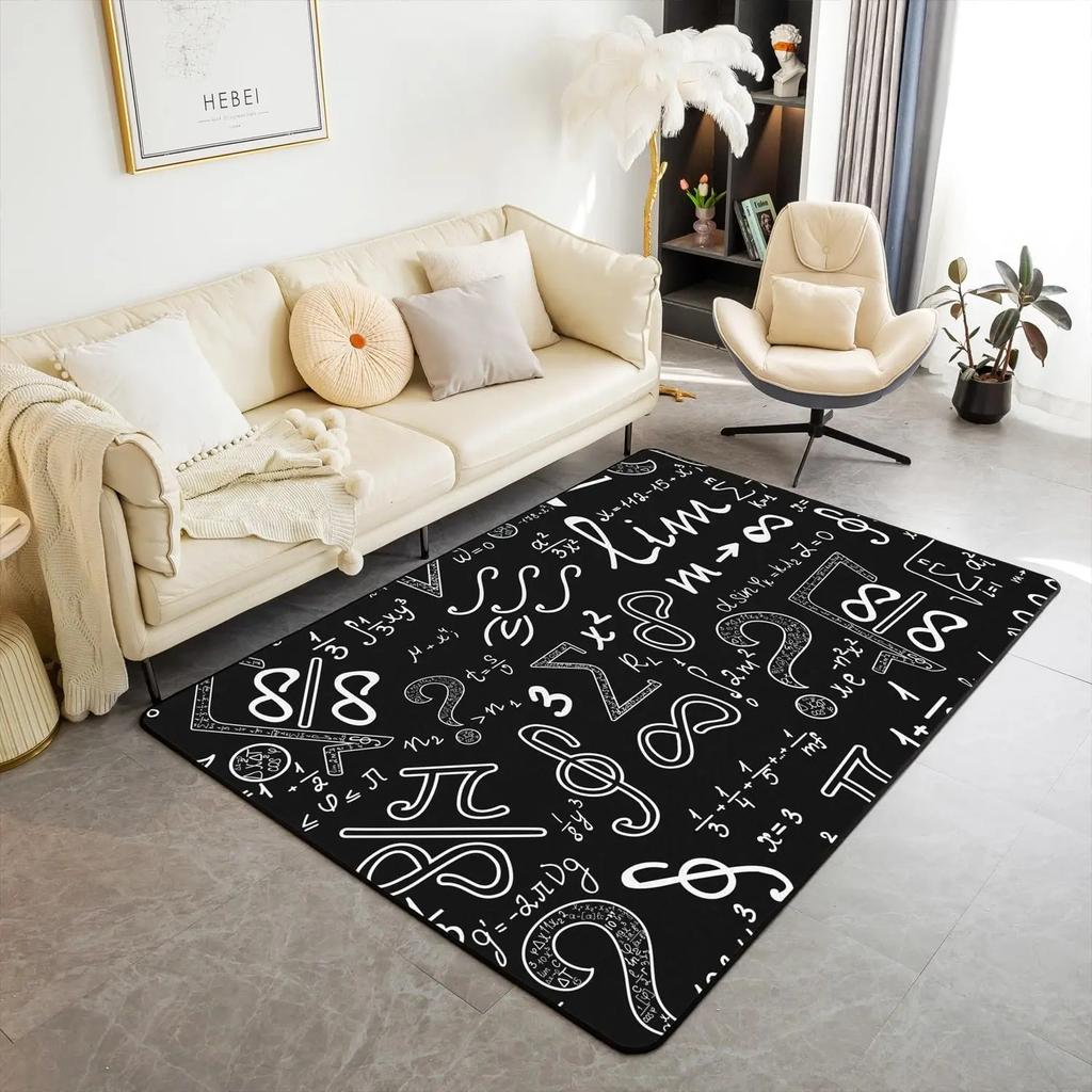 Math Theme Area Rug Math Equation Rugs for Boys Girls Math Geometry Science Style Carpet Mathematics Formula Indoor Floor Mat