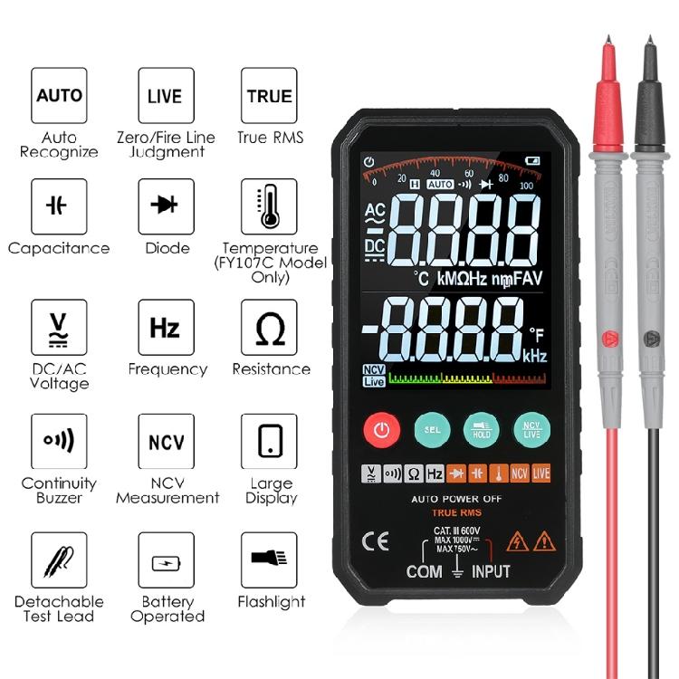 FY107C for Smart Digital Multimeter Measuring Voltage Current Amp Resistance Dio