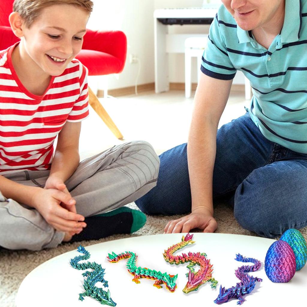 Set Of 6 3D Printed Easter Dragon , Easter Basket Filling, Mystery Eggs, Crystal Dragon Toy, Surprise 3D Printed Animal Toys