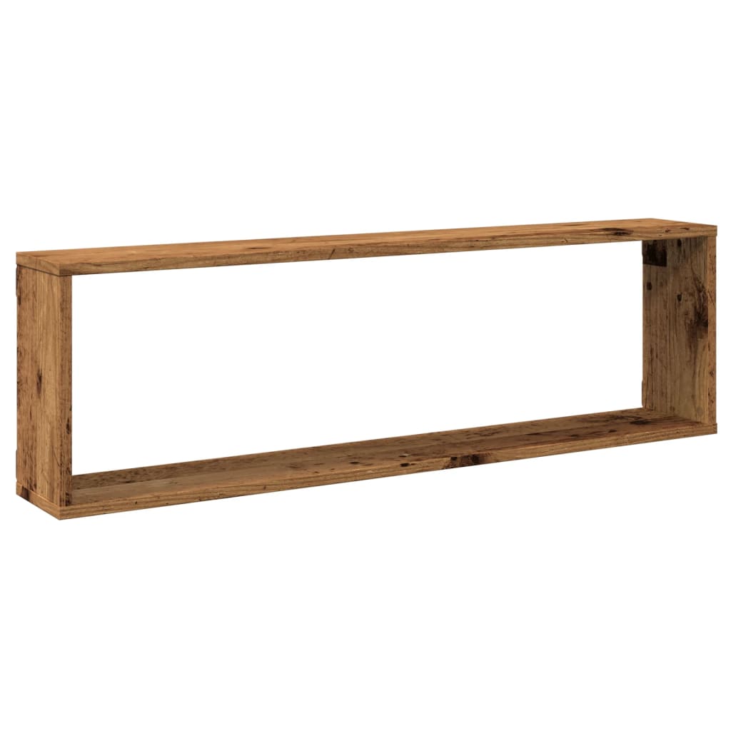 Cube Wall Shelves Set of 4 Rustic Wood Look 100 X 15 X 30 Cm Engineered Wood