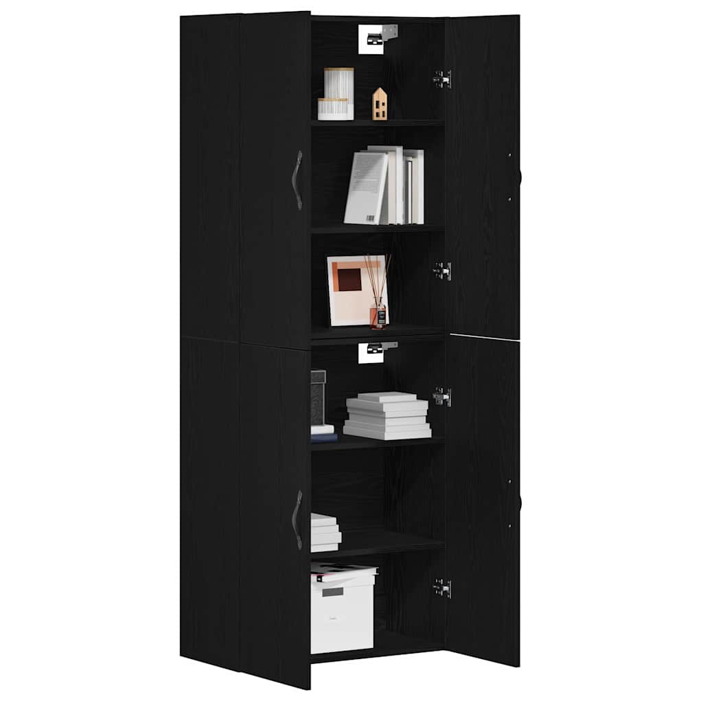 Wall Cabinet 2 Pcs Black Oak Effect 69.5 X 34 X 90 Cm