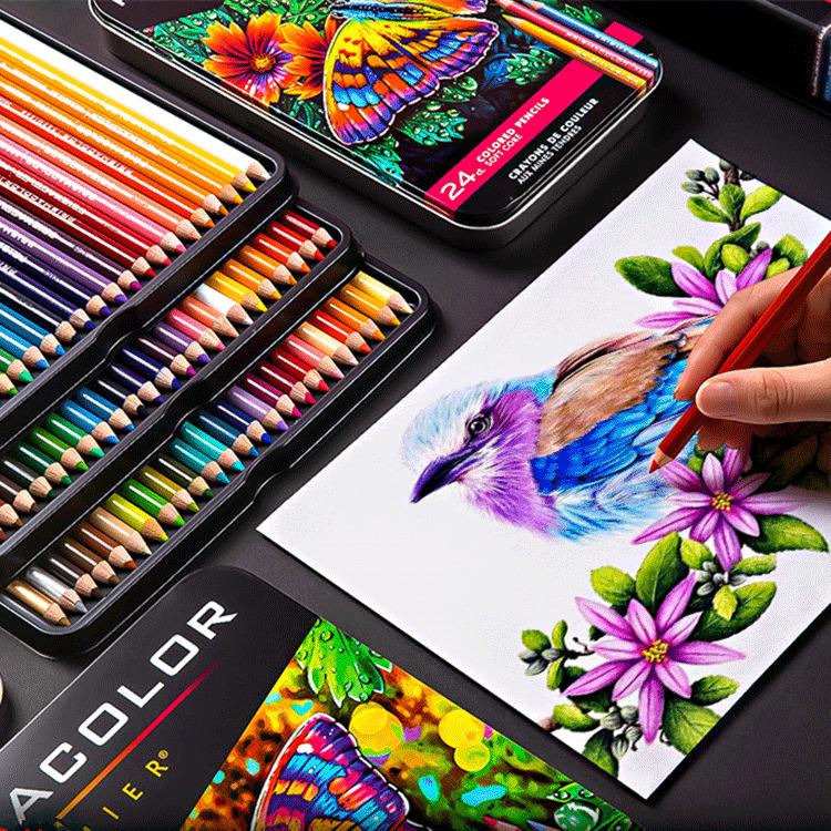 San Fu Prismacolor 150-Farben Ölbasierte Buntstifte für Kunststudenten, Dicke Mine und Leuchtende Farben