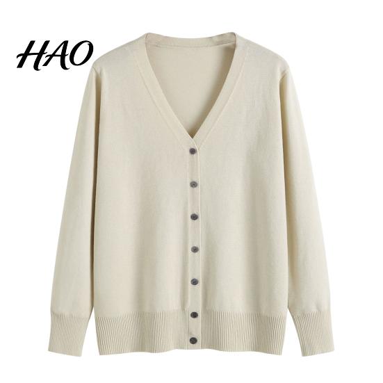 Fall Coat Women Sweater Solid Color Single-breasted Buttons Long Sleeves Casual Autumn Cardigan Soft V Neck Jacket for Daily Wear