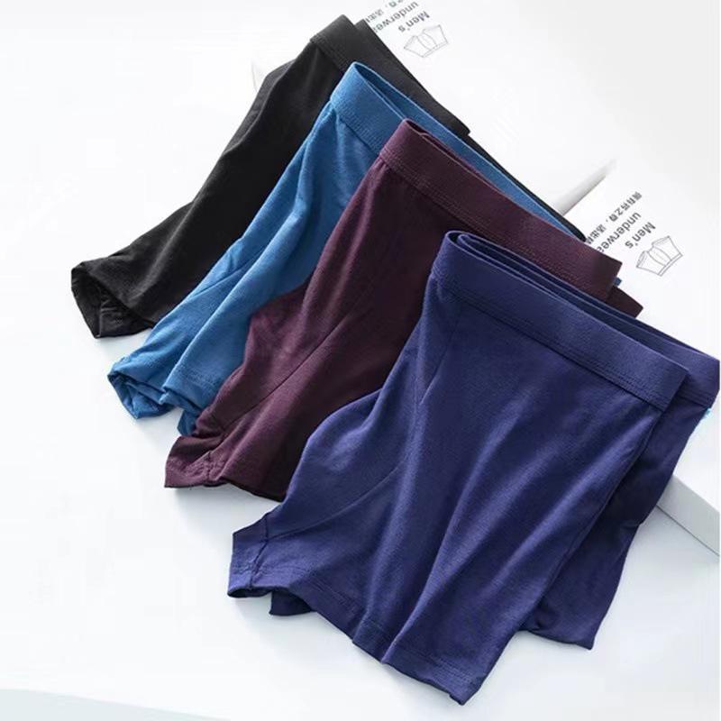 Men's Seamless Mid-Rise Cotton Boxer Briefs - Breathable, Solid Colors, Plus Size
