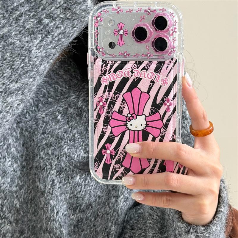 Spicy Zebra Print Pink Cross Phone Case for iPhone 17/16 Pro Max/15/14