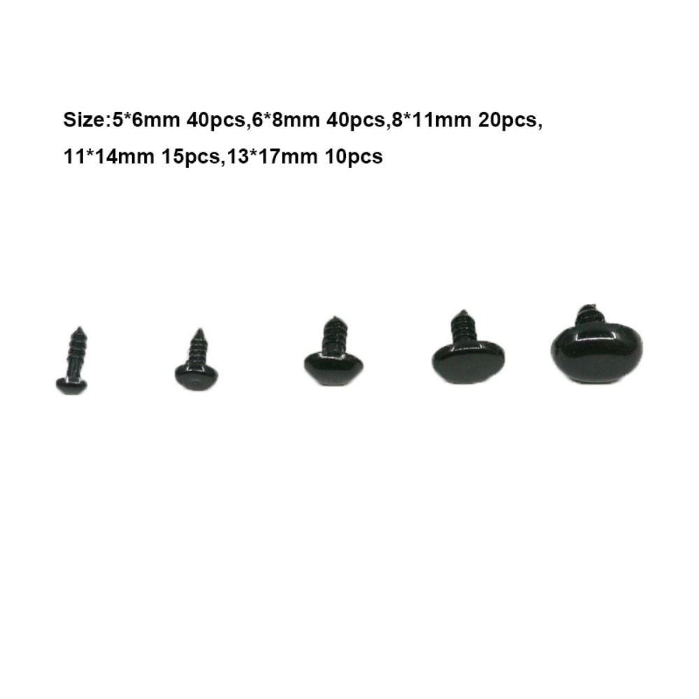 125pcs/box Oval Shape Plastic Safety Eyes Black Black Screw Eyes Plush Doll DIY Toy Eyes For Toys