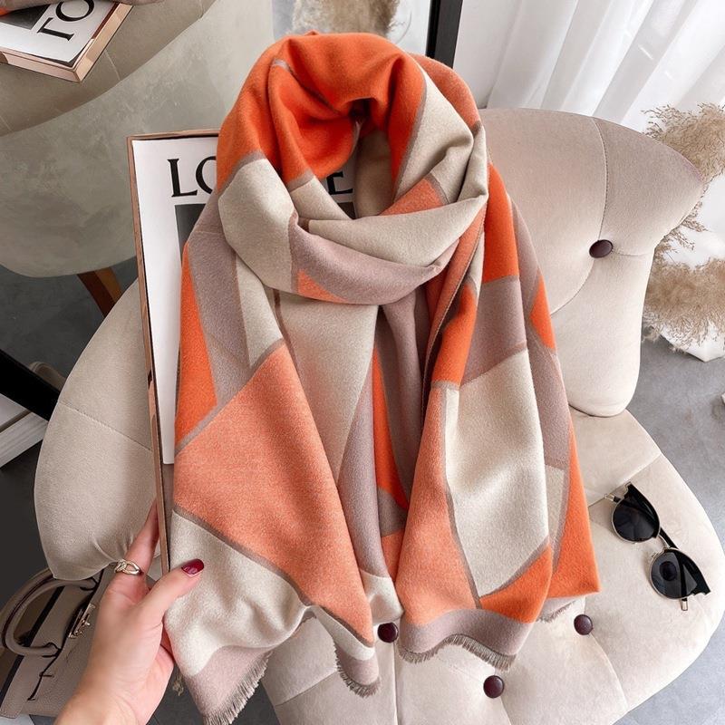 Summer new irregular splicing double-sided autumn and winter warm imitation cashmere outer shawl scarf scarf women