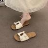Retro braune Nischen-Abendsandalen Feenschuhe 2025 neue Sommer Flachboden-Urlaubs-Birkencool-Slipper