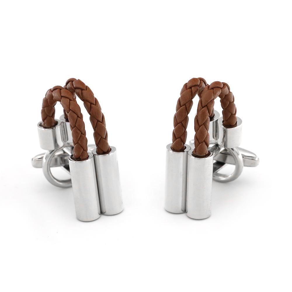 

Classic Retro Brown Woven Rope Cufflinks for Men - Thickened Non-Falling Design