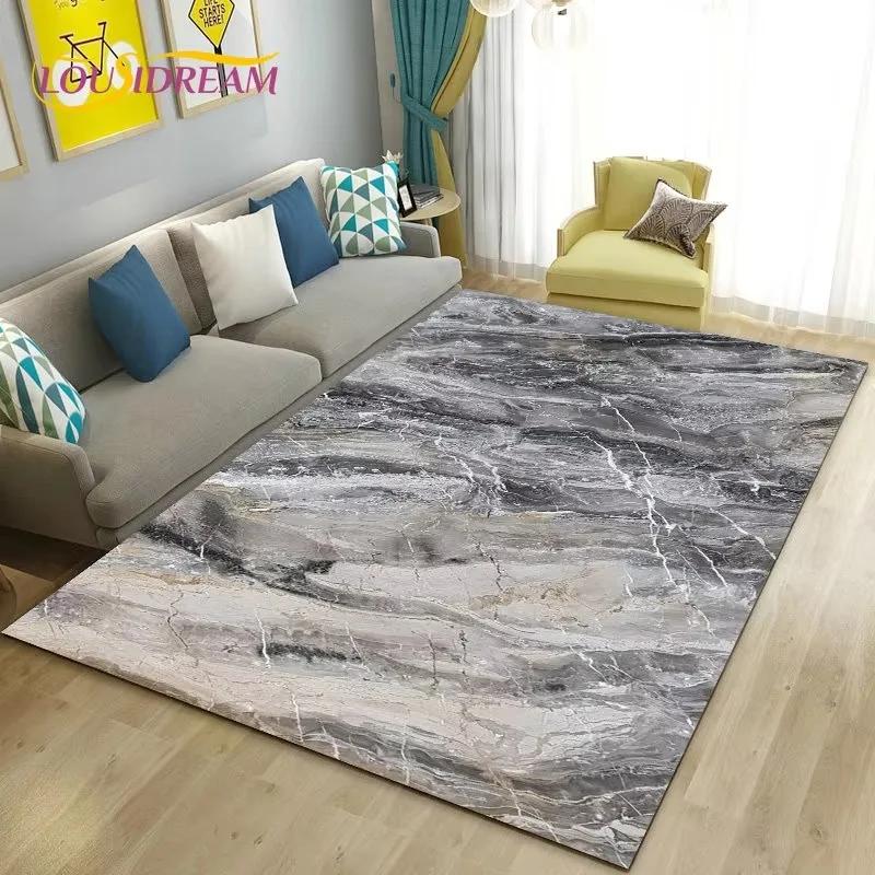 Colour Blue Gold White Marble Area Rug Large Carpet Rug for Living Room Bedroom Sofa Doormat Decoration Kids Non-slip Floor Mat