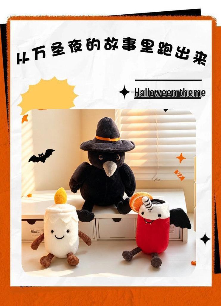 Spooky Halloween Plush Doll: Ghost, Owl, Bat, Pumpkin Ornaments