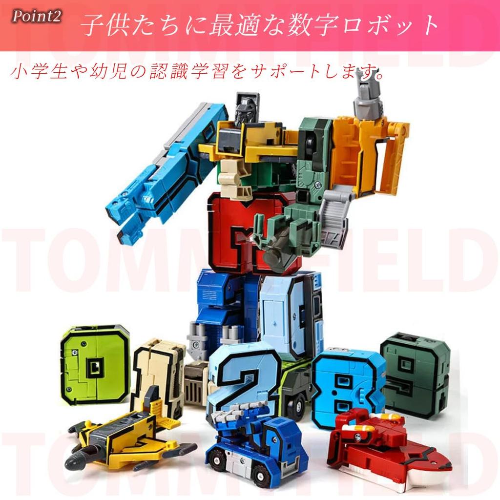 TOMMYFIELD Transforming Robot Toy, Number Robot, Car, Tank, Airplane, Birthday Gift, Number Education (Robot) [Parallel Import]