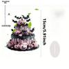 1pcs Halloween Creepy Pink Cake Castle Horror Pumpkin and Bat Tabletop Decoration Ornament - 2D Flat Acrylic Desktop Ornament