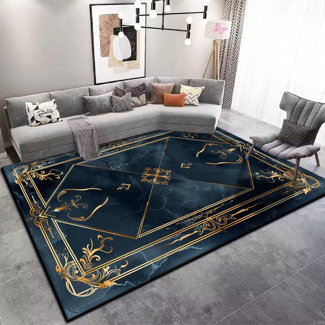 

Modern Senior Large Living Room Carpet Blue Antiskid Coffee Tables Mat Customizable Cloakroom Office Sofa Rug Soft Easy Cleaning 60*90cm