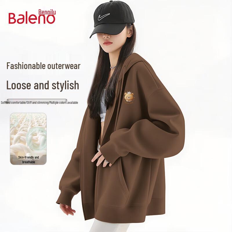 Baleno Women's Cartoon Bear Hooded Cardigan